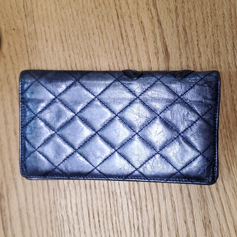 Chanel Blue Quilted Leather Wallet - Picture 3 of 5